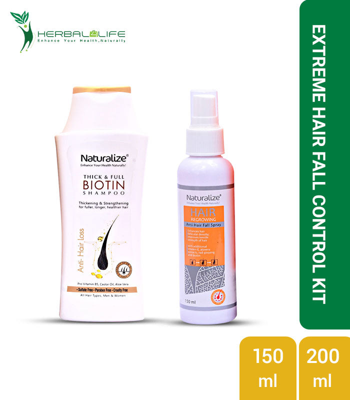 Hair Fall Kit Extreme Hair Fall Control Kit - BioTin Shampoo & BioTin Regrowth Spray