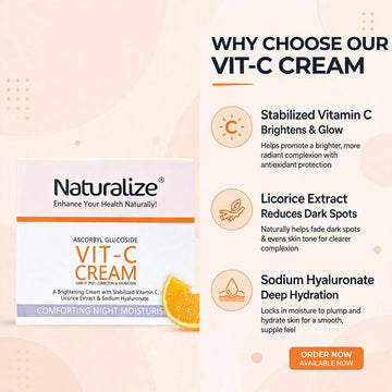 Naturalize Vitamin C Cream | Brightening Cream for Dark Spots & Glowing Skin | Dr Bilquis Sheikh